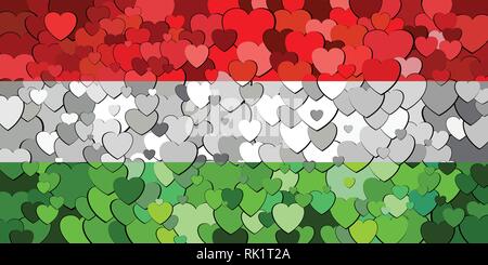 Ungarn Fahne aus Herzen Hintergrund - Abbildung Stock Vektor