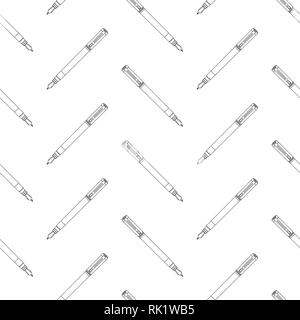 Vector Illustration Tintenfass, Füllfederhalter nahtlose Muster, Hintergrund. Stock Vektor