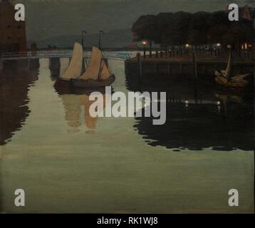 Ruhiger Abend im Hafen von Hoorn, 1893. Öl auf Leinwand. 53 x 63 cm. Museum: den Hirschsprungske Samling. Autor: Johann Martin von Rohden,. JOHAN ROHDE. Stockfoto