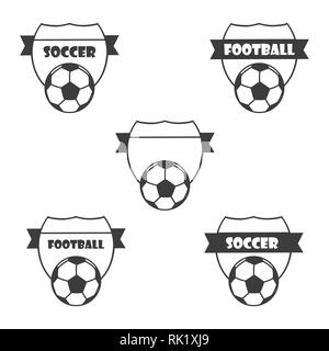 Fußball, Fußball Club Vector Logo, Logo Vorlagen eingestellt. Sammlung von europäischen Fußball, Fußball Labels, Embleme und gestalterische Elemente Stock Vektor