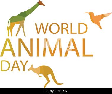 Vector Illustration World Animal day Banner. World Wildlife Tag mit den Tieren. Stock Vektor