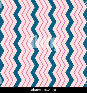 Vektor Chevron nahtlose Muster. Blau und Rosa Chevron oder Zick-Zack-Muster. Stock Vektor