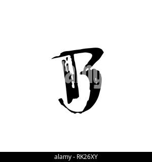Buchstabe B. einzigartigen alten trockenen Pinsel grunge-Schriftzug. Vector Illustration. Stock Vektor