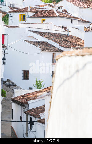 Whitewahed Häuser in die weiße Stadt (Pueblos Blancos) von Montejaque, Serrania de Ronda, Provinz Malaga, Andalusien, Spanien Stockfoto