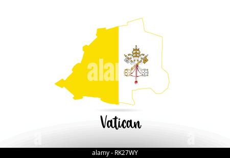 Vatikan land Flagge im Land grenze Map Design Geeignet für ein Logo Icon Design Stock Vektor
