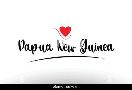 Papua Neuguinea land Text mit rot Liebe Herz geeignet für ein Logo, Symbol oder Typografie design Stock Vektor