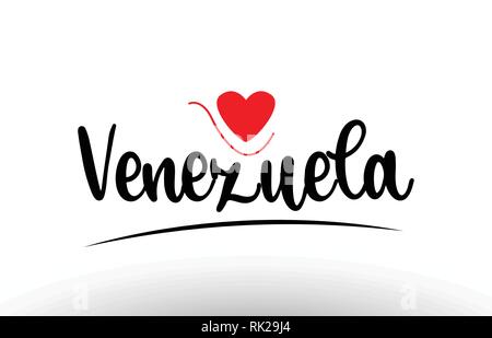 Venezuela Text mit rot Liebe Herz geeignet für ein Logo, Symbol oder Typografie design Stock Vektor