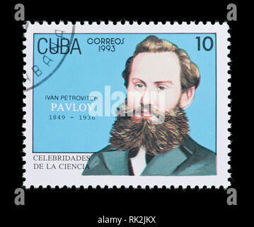 Briefmarke aus Kuba, Iwan Petrowitsch Pawlow, Physiologe und Investigator konditionierte Antworten Stockfoto