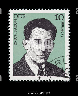 Briefmarke aus Ostdeutschland (DDR), Erich Baron, Rechtsanwalt und WW2 Widerstandskämpfer Stockfoto