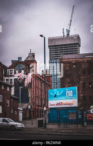 Manchester, England, Vereinigtes Königreich. August 20 2018: Street Art im regnerischen manchster Stockfoto