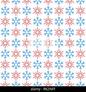 Nahtlose Muster der Sonne und Schneeflocke Symbole Stock Vektor