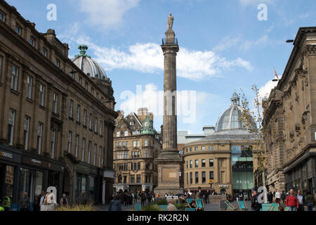 Gray's Monument Grey Street in Grainger Town, Newcastle upon Tyne, England, Großbritannien Stockfoto