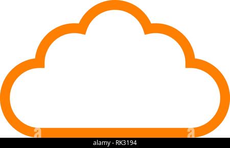 Cloud Symbol - orange einfache Umrisse, isoliert - Vector Illustration Stock Vektor