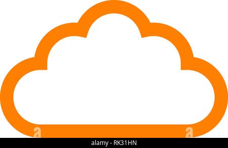 Cloud Symbol - orange einfache Umrisse, isoliert - Vector Illustration Stock Vektor