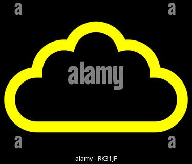 Cloud Symbol - Gelb einfache Umrisse, isoliert - Vector Illustration Stock Vektor