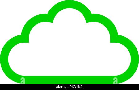 Cloud Symbol - Grün einfache Umrisse, isoliert - Vector Illustration Stock Vektor