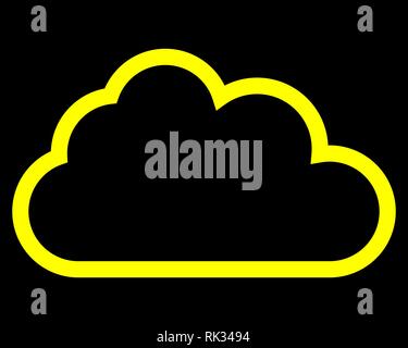 Cloud Symbol - Gelb einfache Umrisse, isoliert - Vector Illustration Stock Vektor