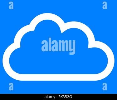 Cloud Symbol - Weiß einfache Umrisse, isoliert - Vector Illustration Stock Vektor