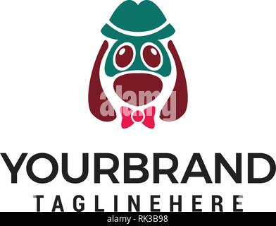 Cute Kopf hund Logo Design Konzept Vorlage Stock Vektor