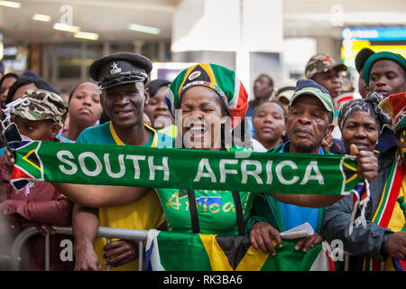 Johannesburg, Südafrika, 20. September - 2016: Südafrikanische Fans feiern. Stockfoto