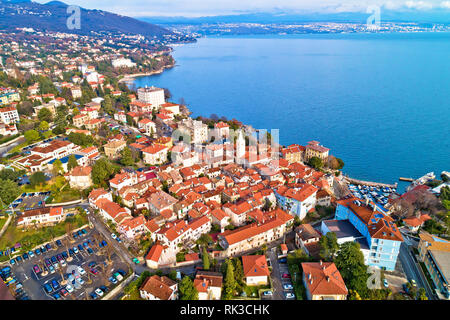 Stadt Lovran, Kvarner bucht Luftbild, Kvarner Bucht von Kroatien Stockfoto