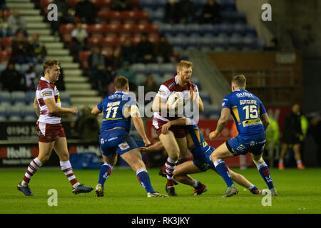 8. Februar 2019, DW Stadium, Wigan, England; Betfred Super League, Runde 2, Wigan Warriors vs Leeds Rhinos; Joe Bullock (22.) Wigan Krieger auf seinem Debüt Quelle: Richard Long/News Bilder Stockfoto