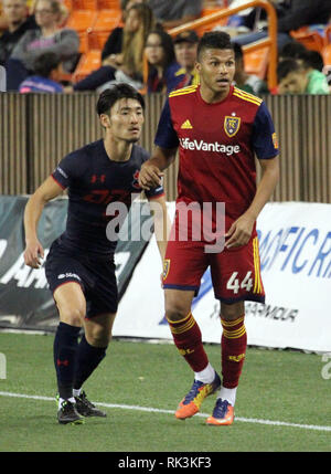 Februar 8, 2019 - Real Salt Lake Mittelfeldspieler Maikel Chang #44 Während der Pacific Rim Pokalspiel zwischen dem realen Salt Lake und Iwaki FC am Aloha Stadium in Honolulu, HI Michael Sullivan/CSM Stockfoto