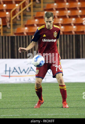 Februar 8, 2019 - Real Salt Lake defender Kyle Kaffee #70 Während der Pacific Rim Pokalspiel zwischen dem realen Salt Lake und Iwaki FC am Aloha Stadium in Honolulu, HI Michael Sullivan/CSM Stockfoto