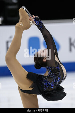 Anaheim, Kalifornien, USA. 8 Feb, 2019. Joanna So von Hong Kong China konkurriert in den Damen Kür während der ISU vier Kontinenten Eiskunstlauf-WM im Honda Center in Anaheim, Kalifornien, am 8. Februar 2019. Credit: Ringo Chiu/ZUMA Draht/Alamy leben Nachrichten Stockfoto