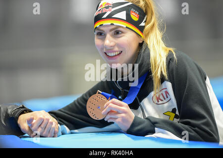 Torino, Italien. 9. Februar, 2019. ISU World Cup Short Track Speed am Tazzoli Eisbahn Torino statt Skaten. Im Bild SEIDEL Anna GER Senior W Konkurrent. Damiano Benedetto/Alamy leben Nachrichten Stockfoto