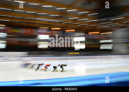 Torino, Italien. 9. Februar, 2019. ISU World Cup Short Track Speed am Tazzoli Eisbahn Torino statt Skaten. Im Bild Damiano Benedetto/Alamy leben Nachrichten Stockfoto