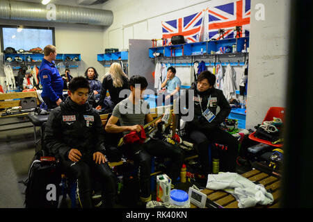 Torino, Italien. 9. Februar, 2019. ISU World Cup Short Track Speed am Tazzoli Eisbahn Torino statt Skaten. Im Bild Damiano Benedetto/Alamy leben Nachrichten Stockfoto