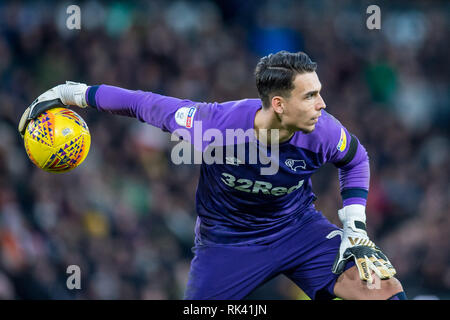 Derby, Großbritannien. 09 Feb, 2019. Kelle Roos von Derby County in der EFL Sky Bet Championship Match zwischen Derby County und Hull City im Pride Park Stadium, Derby, England am 9. Februar 2019. Foto von Matthew Buchan. Nur die redaktionelle Nutzung, eine Lizenz für die gewerbliche Nutzung erforderlich. Keine Verwendung in Wetten, Spiele oder einer einzelnen Verein/Liga/player Publikationen. Credit: UK Sport Pics Ltd/Alamy leben Nachrichten Stockfoto