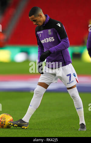 Stoke-on-Trent, Großbritannien. 09 Feb, 2019. Stoke City Mittelfeldspieler Thomas Ince (7) Während der EFL Sky Bet Championship Match zwischen Stoke City und West Bromwich Albion in der Bet365-Stadion, Stoke-on-Trent, England am 9. Februar 2019. Foto von Jurek Biegus. Nur die redaktionelle Nutzung, eine Lizenz für die gewerbliche Nutzung erforderlich. Keine Verwendung in Wetten, Spiele oder einer einzelnen Verein/Liga/player Publikationen. Credit: UK Sport Pics Ltd/Alamy leben Nachrichten Stockfoto