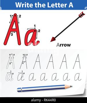 Brief eine Ablaufverfolgung Abbildung alphabet Arbeitsblätter Stock Vektor