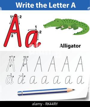 Brief eine Ablaufverfolgung Abbildung alphabet Arbeitsblätter Stock Vektor