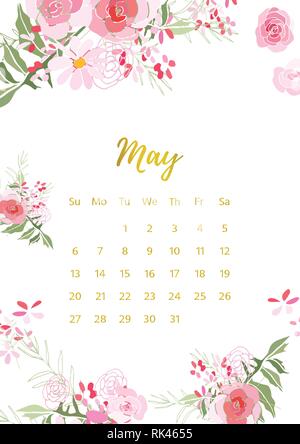 Vintage floral Kalender 2018 Stock Vektor