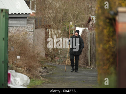 Polizisten suchen im Rumpf in der Nähe der Wohnung der 21-jährige Student Libby Squire, der fehlende seit Freitag, 1. Februar wurde. Stockfoto