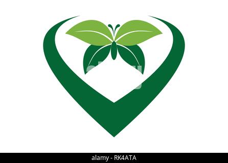 Abstrakte Schmetterling Blätter Liebe Symbol logo Stock Vektor