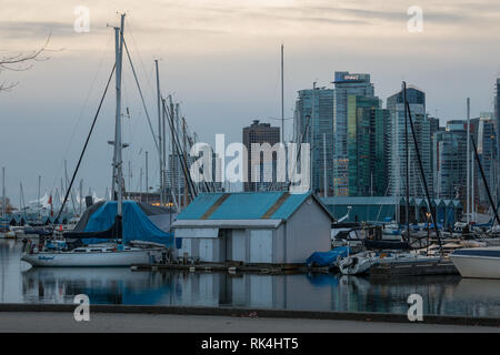 Bootshaus am Coal Harbour, Vancouver, British Columbia, Kanada Stockfoto