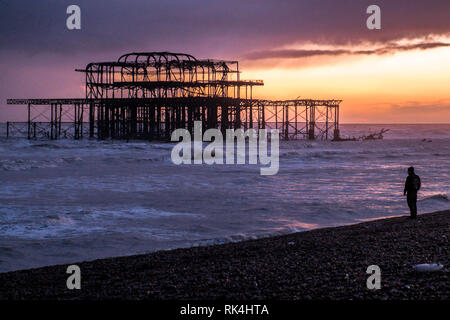 Die übrigen von Shell Brighton West Pier beschädigt Stockfoto