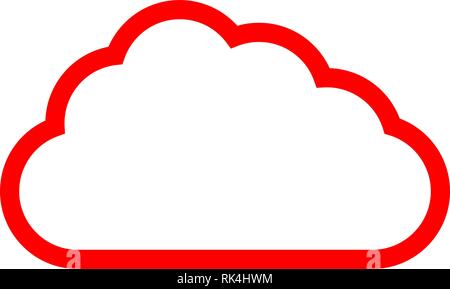 Cloud Symbol - Rot einfache Umrisse, isoliert - Vector Illustration Stock Vektor