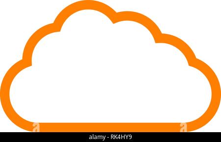 Cloud Symbol - orange einfache Umrisse, isoliert - Vector Illustration Stock Vektor