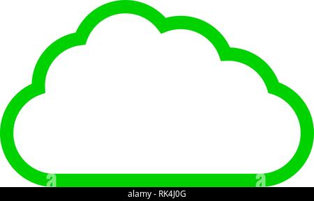 Cloud Symbol - Grün einfache Umrisse, isoliert - Vector Illustration Stock Vektor