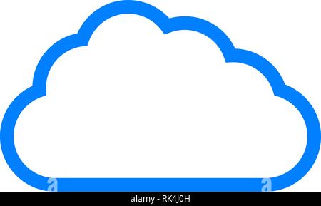 Cloud Symbol - Blau einfache Umrisse, isoliert - Vector Illustration Stock Vektor