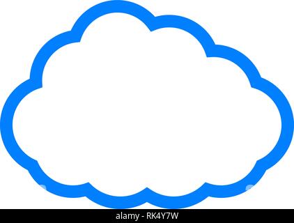 Cloud Symbol - Blau einfache Umrisse, isoliert - Vector Illustration Stock Vektor