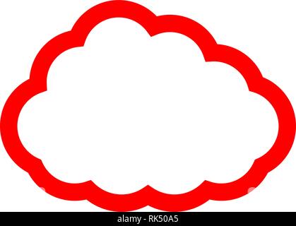 Cloud Symbol - Rot einfache Umrisse, isoliert - Vector Illustration Stock Vektor