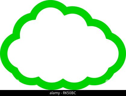 Cloud Symbol - Grün einfache Umrisse, isoliert - Vector Illustration Stock Vektor