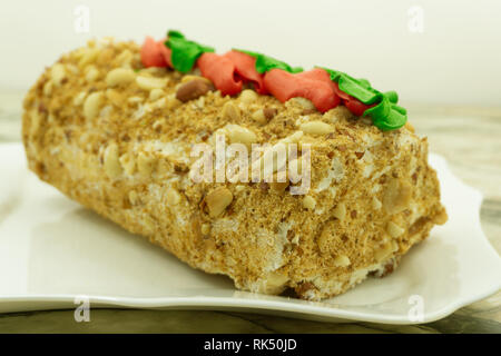 Schokolade mit Nüssen fett Frische, gesunde horizontal. Stockfoto