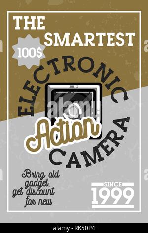 Farbe vintage elektronische Gadgets Banner. Vector Illustration, EPS 10. Stock Vektor